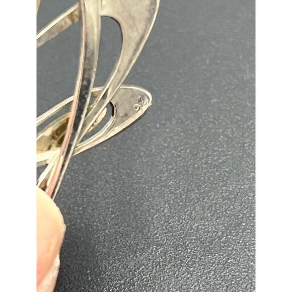 Vintage Sterling Silver Abstract Modernist Brooch Pin 1.75" Statement Jewelry - Picture 5 of 7